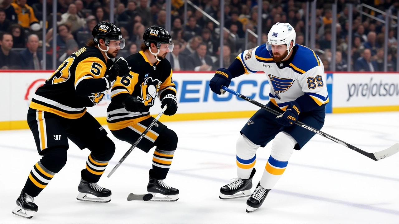 Penguins Outlast Blues 5-3 in Pittsburgh as Rakell Stars, Blues Miss Playoff Push